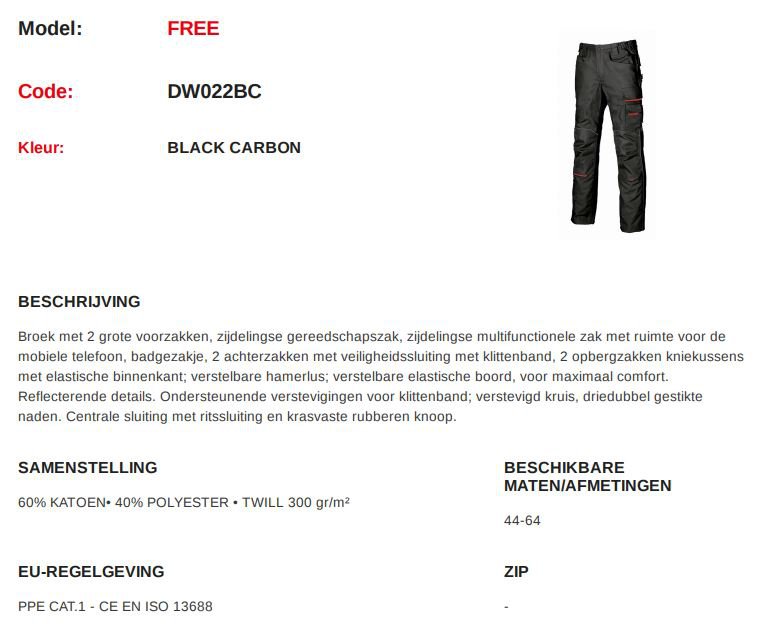 Werkbroek U Power Free